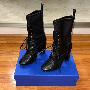 Stuart Weitzman Black Studded Heeled Boots